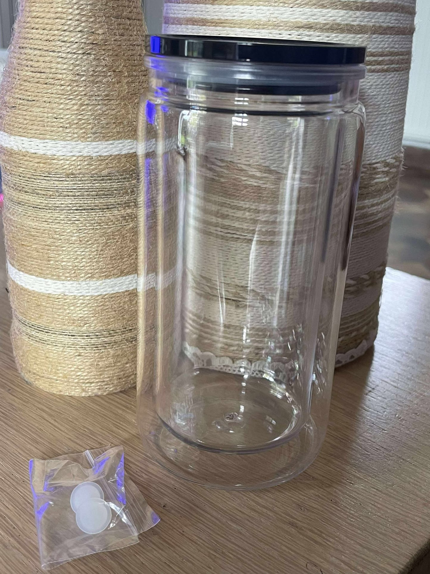 Verre snow globe avec paille en plastique personnalisé (plusieurs couleurs)