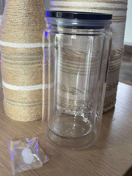 Verre snow globe avec paille en plastique personnalisé (plusieurs couleurs)