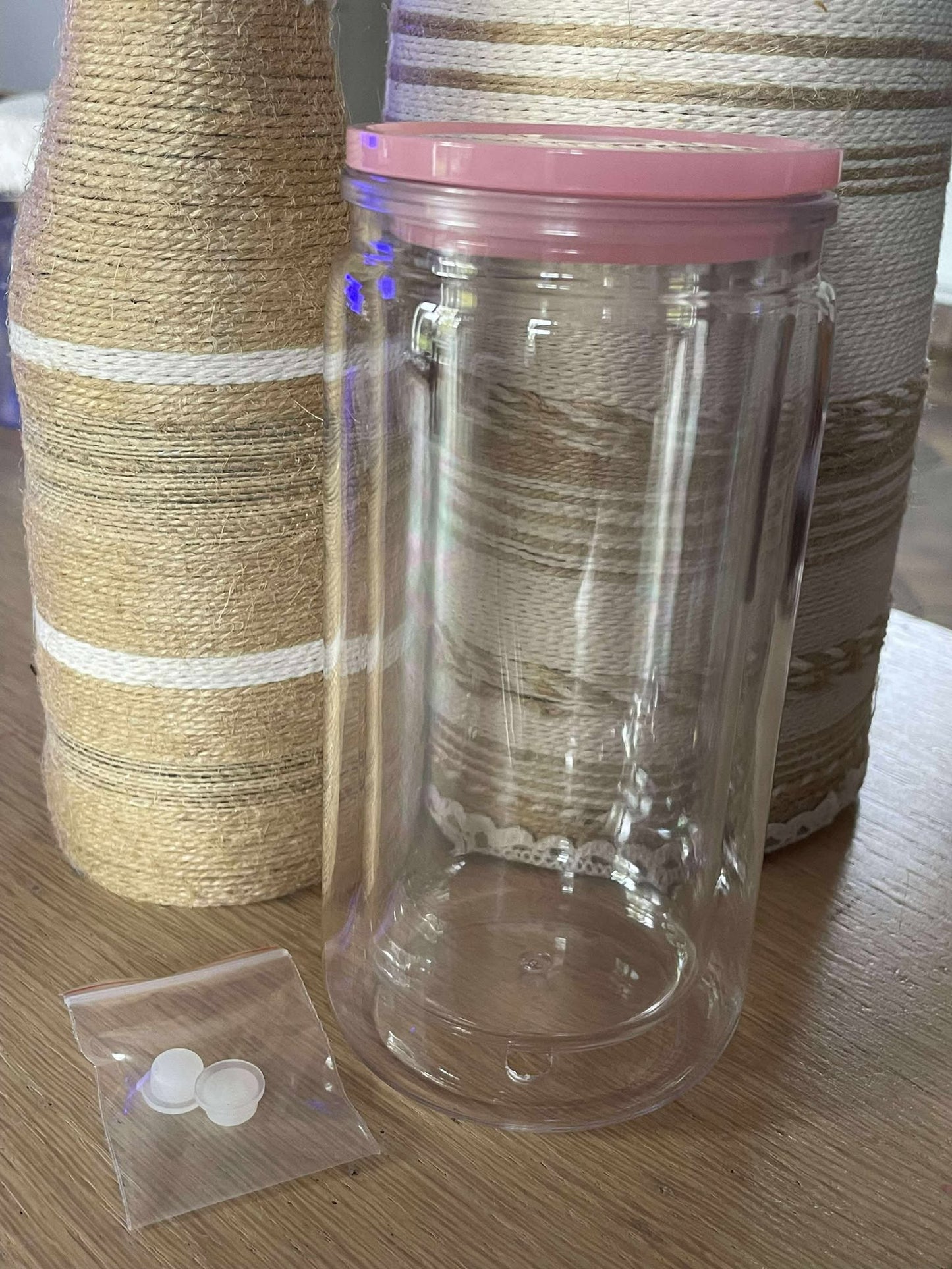 Verre snow globe avec paille en plastique personnalisé (plusieurs couleurs)