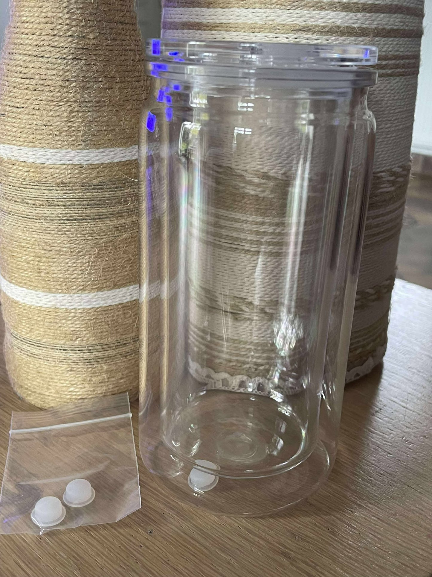 Verre snow globe avec paille en plastique personnalisé (plusieurs couleurs)