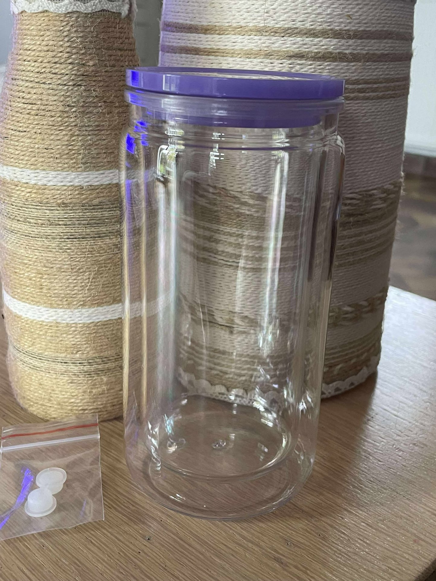 Verre snow globe avec paille en plastique personnalisé (plusieurs couleurs)